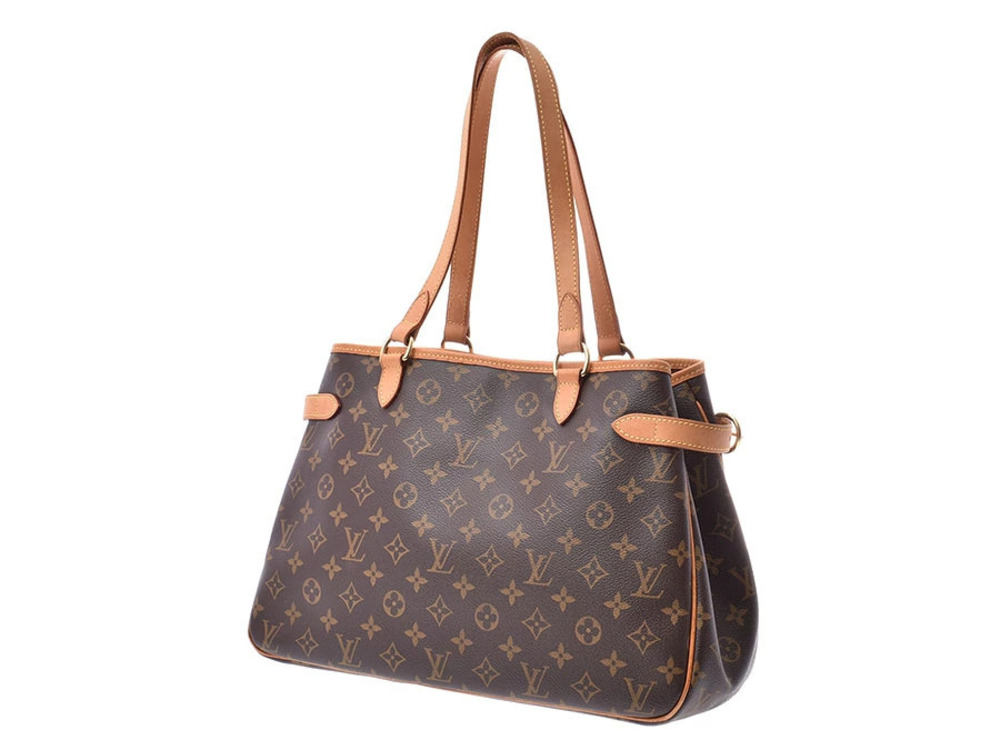 Louis Vuitton Horizontal Leather Bag Batignolles Brown Monogram Tote Brown